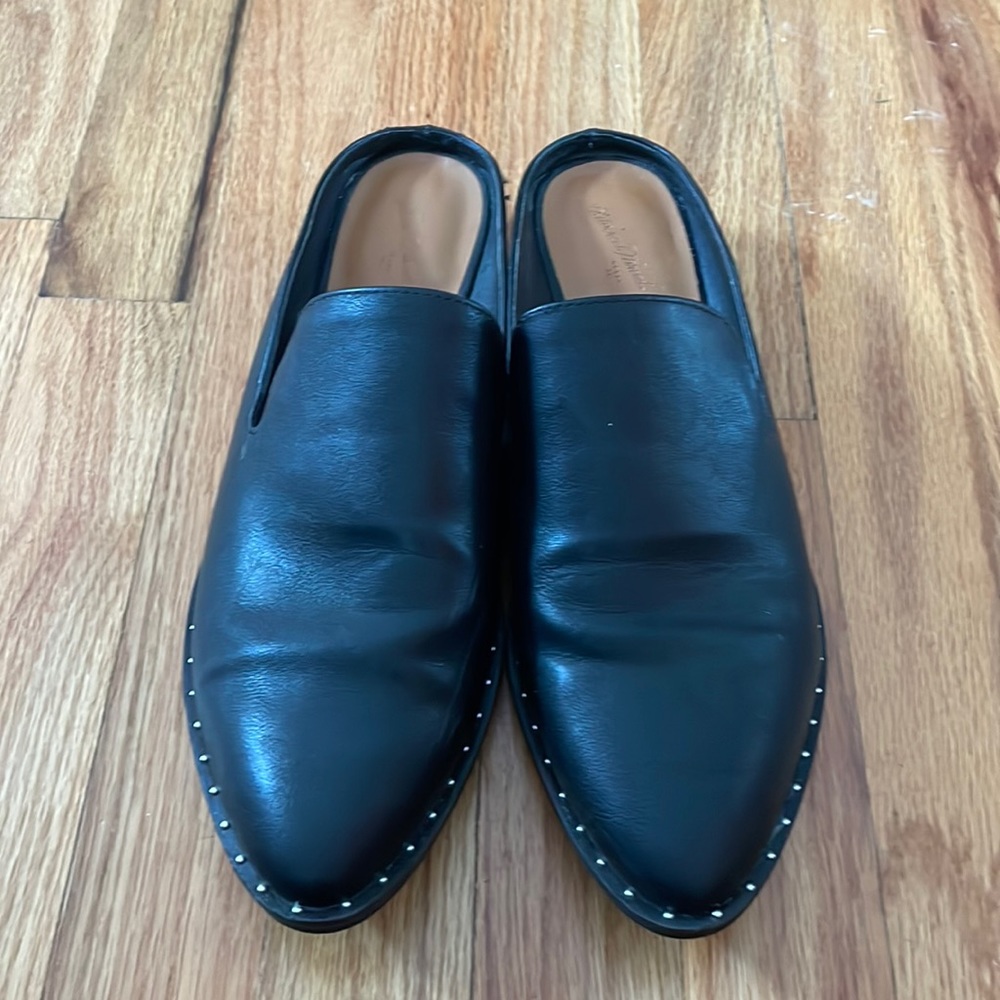 Black studded mules